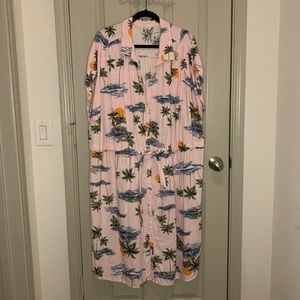Linen Blend Hawaiian Shirt Dress 4x
